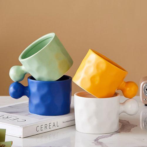 Nordic Style Ceramic Mug with Geometric Handle