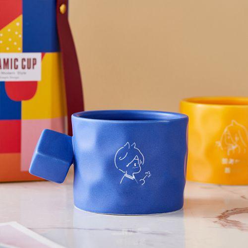 Nordic Style Ceramic Mug with Geometric Handle